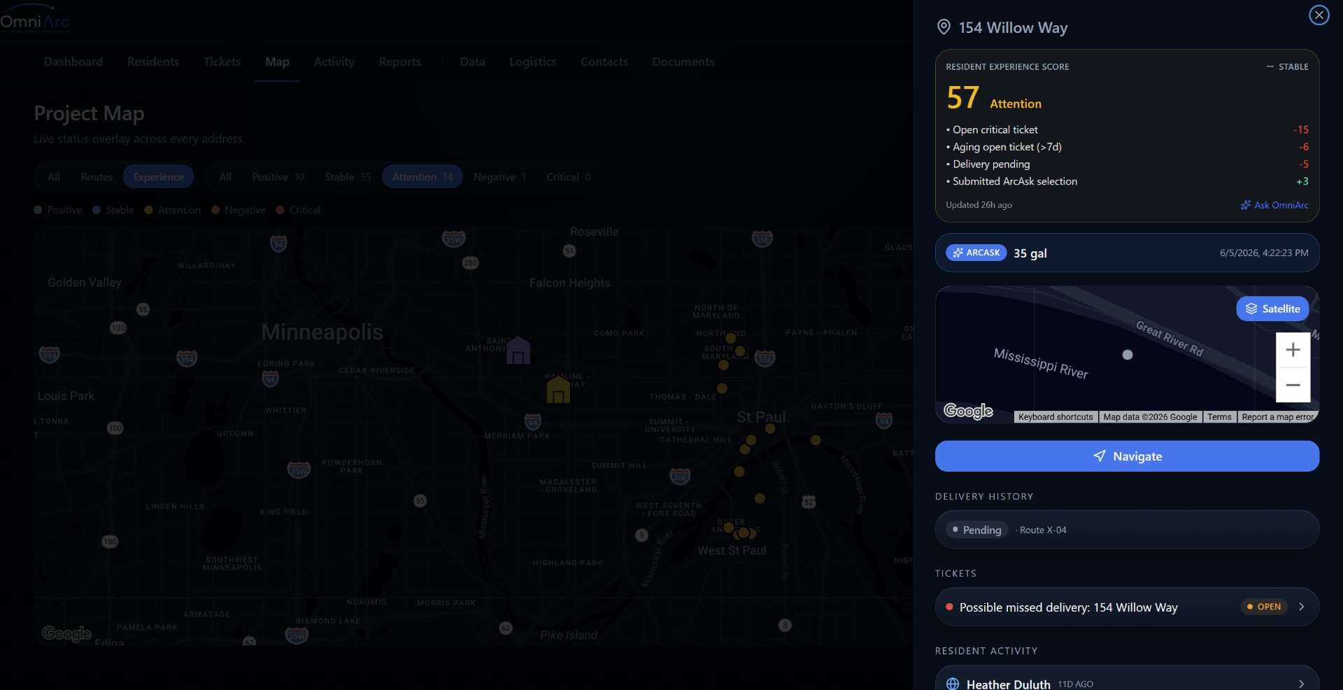 Per-address detail and score breakdown